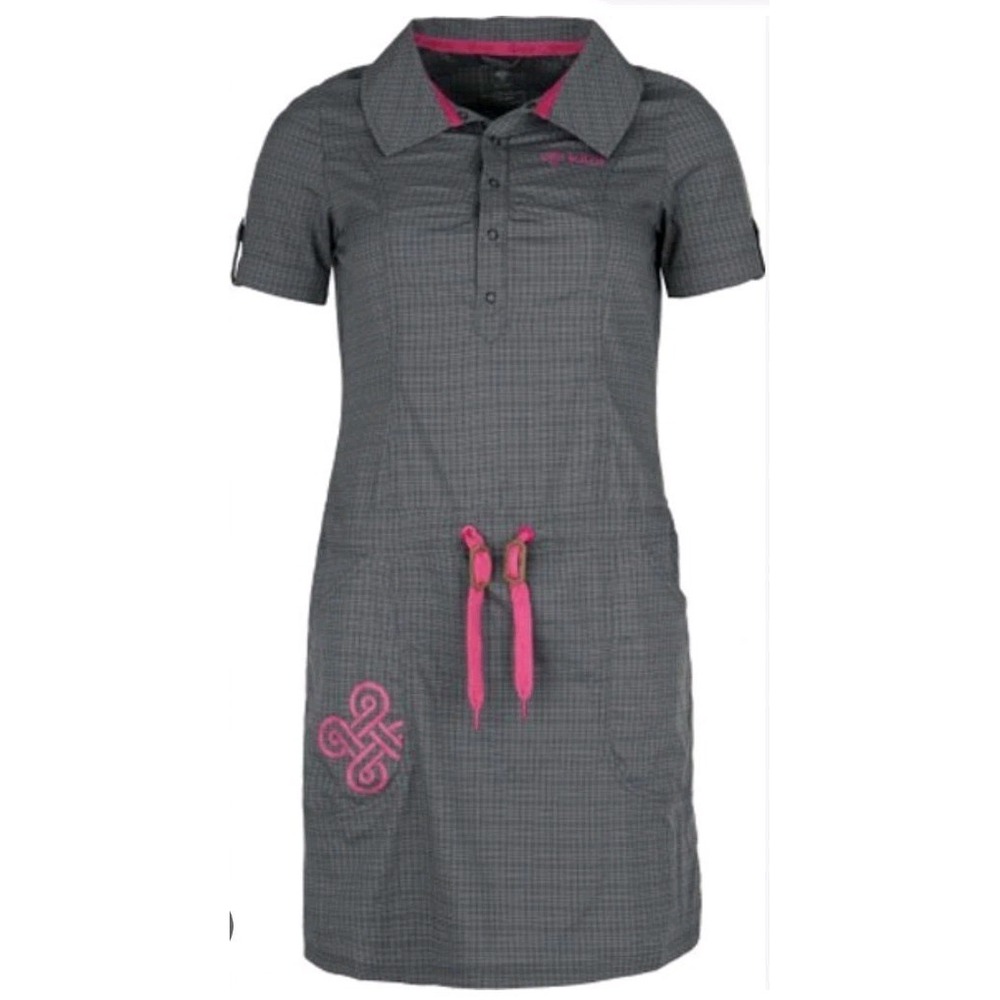 Kilpi Active‎ Sport Dress Gray Pink Womam Sz 40/M Hiking Outdoor Nylon Button